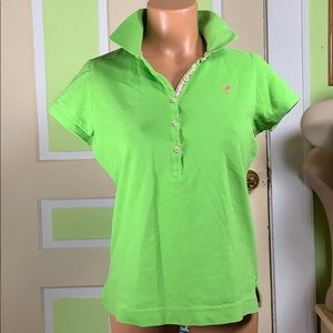 Lilly Pulitzer large pima cotton green pink sz L